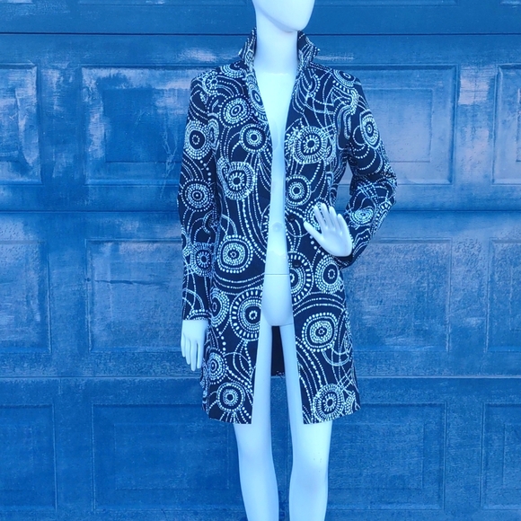 PARISIAN'S SIGNATURE LADIES' LUXURY GEOMETRIC PRINT KNEE-LENGTH OVERCOAT - Picture 11 of 17